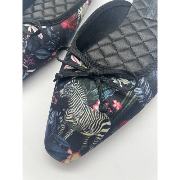 Banana Republic Pointy-Toe Slippers Zebra Watercolor Floral Print Sz 6.5 - 7.5 - Picture 2 of 7